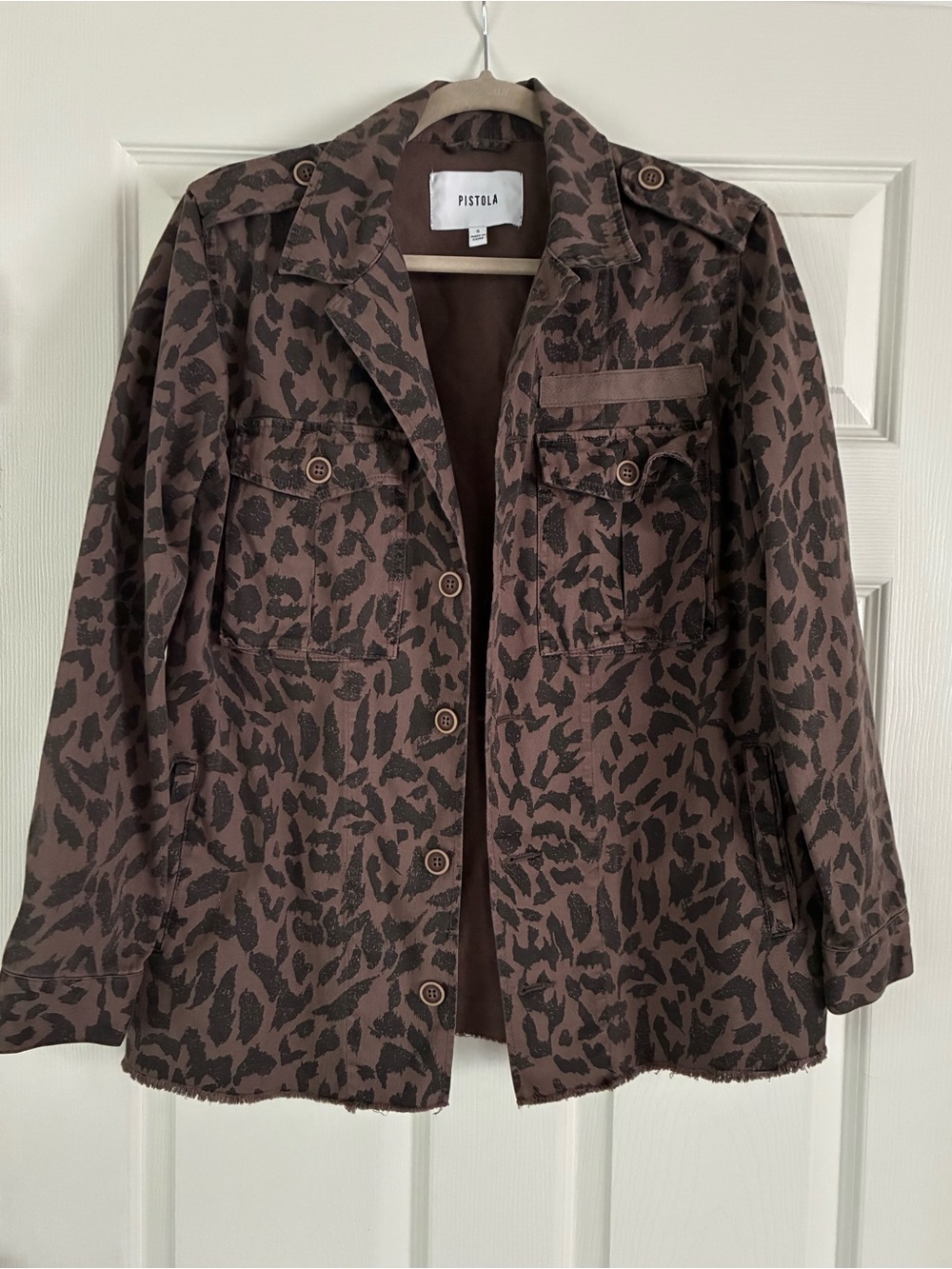 pistola Brown and Black Leopard-Print Utility Jacket
